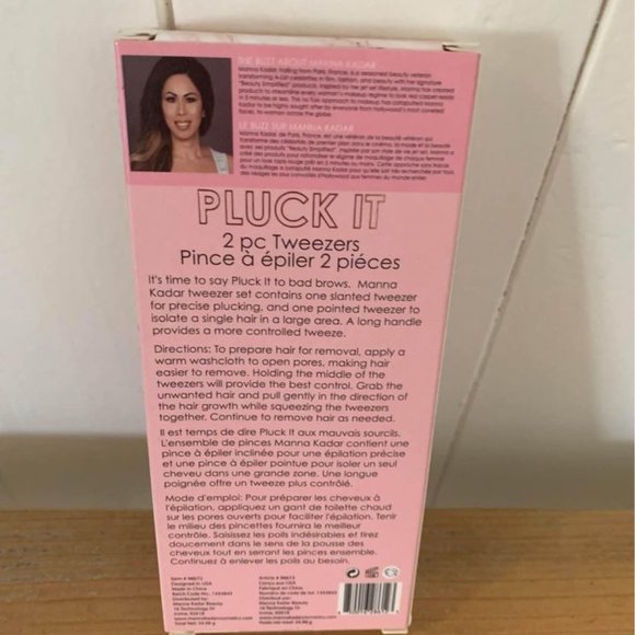 NIB Pluck It đź’‹ Manna Kadar Beauty Two Piece Tweezer Eyebrow Tool Set - Picture 2 of 2